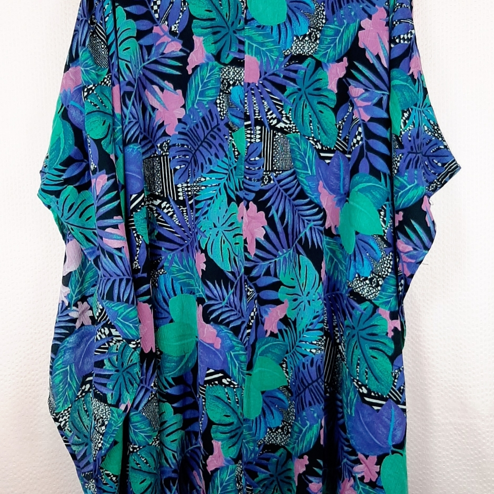 Jeweled Caftan Beach Cover Up Tropical Flora… - Picture 10 of 12